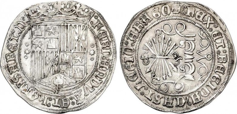 Spanish Monarchy
Ferdinand and Isabella
1 Real. SEVILLA. Anv.: Escudo entre estr...