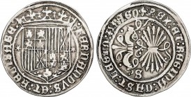 Spanish Monarchy
Ferdinand and Isabella
1 Real. SEVILLA. Anv.: Escudo entre estrellas de 6 puntas. Rev.: S y puntitos en campo. 7 flechas. 3,24 grs. A...