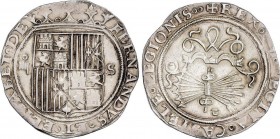 Spanish Monarchy
Ferdinand and Isabella
4 Reales. SEVILLA. Anv.: ¶- Escudo - S. Rev.: ¶pequeña en campo. 6 flechas. 13,60 grs. Bonita pátina y restos ...