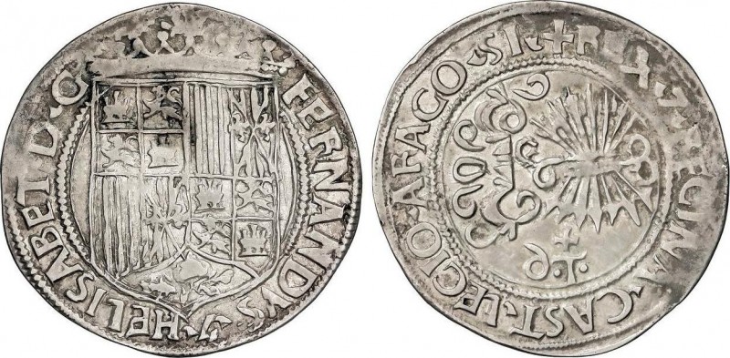 Spanish Monarchy
Ferdinand and Isabella
1 Real. TOLEDO. Anv.: Sin marcas. Rev.: ...