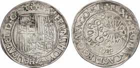 Spanish Monarchy
Ferdinand and Isabella
1 Real. TOLEDO. Anv.: Sin marcas. Rev.: T surmontada de cruz entre puntos. 7 flechas. 3,22 grs. AC-462. MBC. 