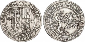Spanish Monarchy
Ferdinand and Isabella
1 Real. TOLEDO. Anv.: Cruz formada por 5 puntos - Escudo - T. Rev.: Sin marcas. 7 flechas. 3,35 grs. AC-465. E...