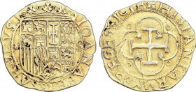 Spanish Monarchy
Ioanna and Charles
1 Escudo. SEVILLA. Anv.: ¶- Escudo - S. 2,84 grs. AR dorada. ¿FALSA de ÉPOCA? (Rayas). AC-tipo 197. MBC+. 