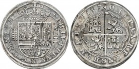 Spanish Monarchy
Philip II
8 Reales. 1597. SEGOVIA. 25,65 grs. Ceca y valor entre anillos. Acueducto de 2 pisos y 5 arcos. Tipo OMNIVM. Fecha ladeada ...