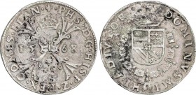 Spanish Monarchy
Philip II
Patagón. 1568. BRUJAS. FLANDES. 28,54 grs. AR. (Oxidaciones limpiadas). ESCASA. Vti-1315. MBC. 