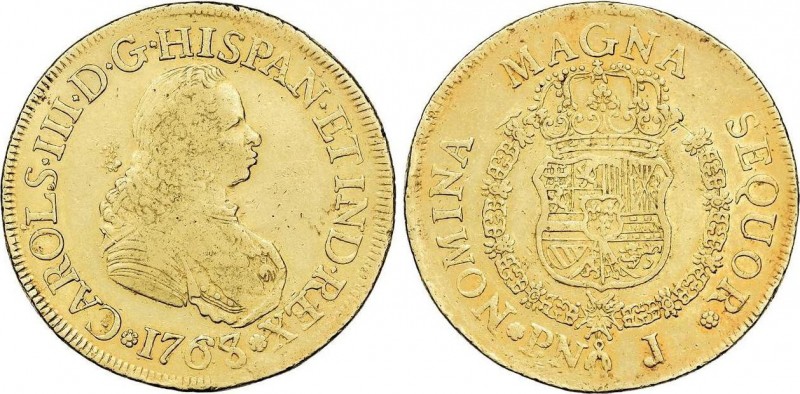 Spanish Monarchy
Charles III
8 Escudos. 1768/7. POPAYÁN. J. 26,87 grs. Busto de ...