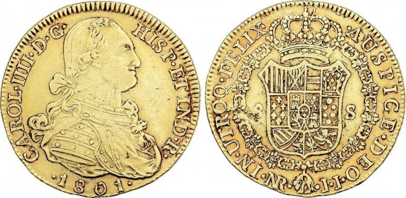 Spanish Monarchy
Charles IV
8 Escudos. 1801. NUEVO REINO. J.J. 26,96 grs. (Hojit...