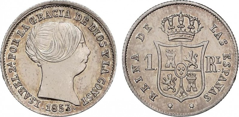 Spanish Monarchy
Elisabeth II
1 Real. 1853. SEVILLA. 1,25 grs. Suave pátina y br...