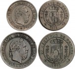 Charles VII, Pretender
Serie 2 monedas 5 y 10 Céntimos. 1875. BRUSELAS. Anverso y reverso coincidentes, tipo medalla. MBC y EBC-. 