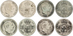 Alfonso XII
Lote 4 monedas 10 Centavos de Peso. 1881, 1882, 1883 y 1884. MANILA. A EXAMINAR. BC+ a MBC. 