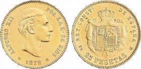 Alfonso XII
25 Pesetas. 1878 (*18-78). E.M.-M. Restos de brillo original. EBC. 
