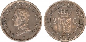 Alfonso XIII
2 Céntimos. 1911 (*19). P.C.-V. RARA. AC-14. MBC+. 
