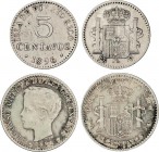 Alfonso XIII
Lote 2 monedas 5 y 10 Centavos de Peso. 1896. PUERTO RICO. P.G.-V. MBC. 