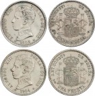 Alfonso XIII
Lote 2 monedas 1 Peseta. 1903 (*19-03) S.M.-V y 1904 (*19-04) S.M.-V. EBC y EBC+. 