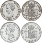 Alfonso XIII
Lote 2 monedas 2 Pesetas. 1892 y 1905. 1892 (*18-92) P.G.-M. y 1905 (*19-05) S.M.-V. MBC+ y EBC+. 