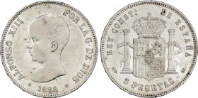 Alfonso XIII
5 Pesetas. 1888 (*18-88). M.P.-M. Restos de brillo original. EBC. 