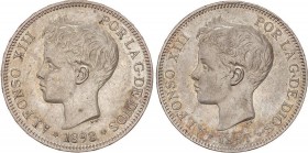 Alfonso XIII
Lote 2 monedas 5 Pesetas. 1897 (*18-97) y 1898 (*18-98). S.G.-V. EBC- y EBC. 