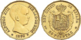 Alfonso XIII
20 Pesetas. 1890 (*18-90). M.P.-M. EBC-/EBC. 