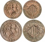 Catalonian Union
Serie 2 monedas 5 y 10 Céntimos. 1900. BARCELONA. Acuñación incusa, sin orla. AC-132,133. EBC- y EBC. 