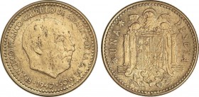 Estado Español
1 Peseta. 1947 (*19-56). (Hojitas en anverso). EBC-. 