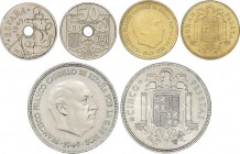 Estado Español
Serie 3 monedas 50 Céntimos, 1 y 5 Pesetas. (*E-51). II Exposición Nacional de Numismática e Internacional de Medallística. RARA. SC. ...