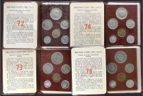 Estado Español
Lote 4 series 6 monedas 10 Céntimos a 50 Pesetas. (*72, 73, 74 y 75). Serie completa en carteritas originales F.N.M.T. (Algunos alumini...