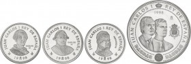Juan Carlos I
Juan Carlos I
Serie 4 monedas 2.000 (3) y 10.000 Pesetas. 1998. III CENTENARIO CASA DE BORBÓN. AR. II Serie. Carlos III, IV, Fernando VI...