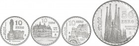 Juan Carlos I
Juan Carlos I
Serie 4 monedas 10 (3) y 50 Euros. 2002. AÑO INTERNACIONAL GAUDÍ. AR. Casa Milá, El Capricho, Parque Güell y Sagrada Famil...