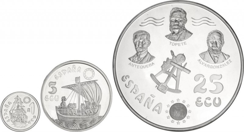 Juan Carlos I
Ecu Issues
Serie 3 monedas 1, 5 y 25 Ecu. 1996. MARINA ESPAÑOLA II...