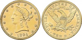 World Coins
United States of America
10 Dólares. 1894. FILADELFIA. 16,70 grs. AU. Coronet Head. Fr-158; KM-102. EBC-/EBC. 