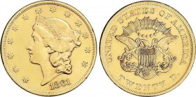 World Coins
United States of America
20 Dólares. 1861. FILADELFIA. 33,39 grs. AU. Liberty Head. Fr-169; KM-74.1. EBC-. 
