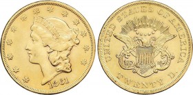 World Coins
United States of America
20 Dólares. 1861. FILADELFIA. 33,34 grs. AU. Liberty Head. (Leves rayitas). Fr-169; KM-74.1. MBC+. 