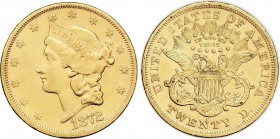 World Coins
United States of America
20 Dólares. 1872-S. SAN FRANCISCO. 33,33 grs. AU. Liberty Head. Fr-175; KM-74.2. MBC+. 