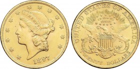World Coins
United States of America
20 Dólares. 1897. FILADELFIA. 33,39 grs. AU. Liberty Head. (Pequeños golpecitos). Fr-177; KM-74.3. EBC-/EBC. 