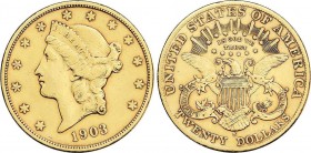 World Coins
United States of America
20 Dólares. 1903-S. SAN FRANCISCO. 33,32 grs. AU. Liberty Head. Fr-178; KM-74.3. MBC. 