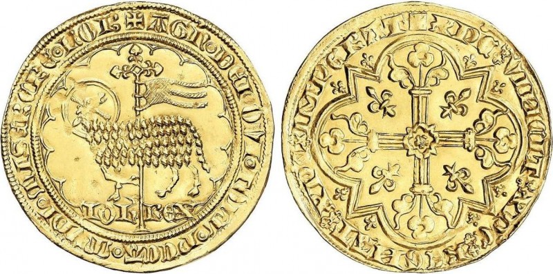 World Coins
France
Mouton d´Or. JUAN II EL BUENO (1350-1364 d.C). Anv.: IOh´ / R...