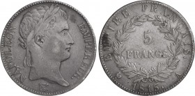 World Coins
France
5 Francos. 1815-A. NAPOLEÓN EMPERADOR. PARÍS. 24,83 grs. AR. Correspondiente a la época de los 100 Días. (Leves rayitas). RARA. KM-...