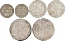 World Coins
India
Lote 3 monedas 1/4, 1/2, 1 Rupia. 1985 VS (1928 d.C). MEWAR. AR. 1 Rupia (Trazos gruesos). A EXAMINAR. Y-20, 21, 22,2. MBC+ a EBC. 