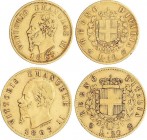 World Coins
Italy
Lote 2 monedas 10 y 20 Liras. 1863-T. VÍCTOR MANUEL II. TURÍN. B.N. AU. Fr-15,11; KM-9.2, 10.1. MBC-. 