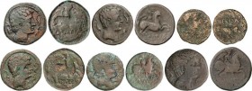 Lots and Collections
Celtiberian Coins
Lote 6 monedas As. ILTIRTA (5) e ILERDA. AE. 5 monedas serie semipesada Jinete con palma y clámide y 1 con Lobo...