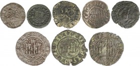 Lots and Collections
Medieval Coins
Lote 8 monedas Blanca (3), Blanca de Rombo (2), Maravedí Prieto, Pepión y Maravedí. ALFONSO X (2), ENRIQUE III (2)...