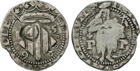 Lots and Collections
Spanish Monarchy
Lote 5 monedas Doble Sou, 1/2 (2) y 1 Real (2). 1598. LIMA, PERPINYÀ, SEVILLA (2) y TOLEDO. 3,04 grs. La de Perp...