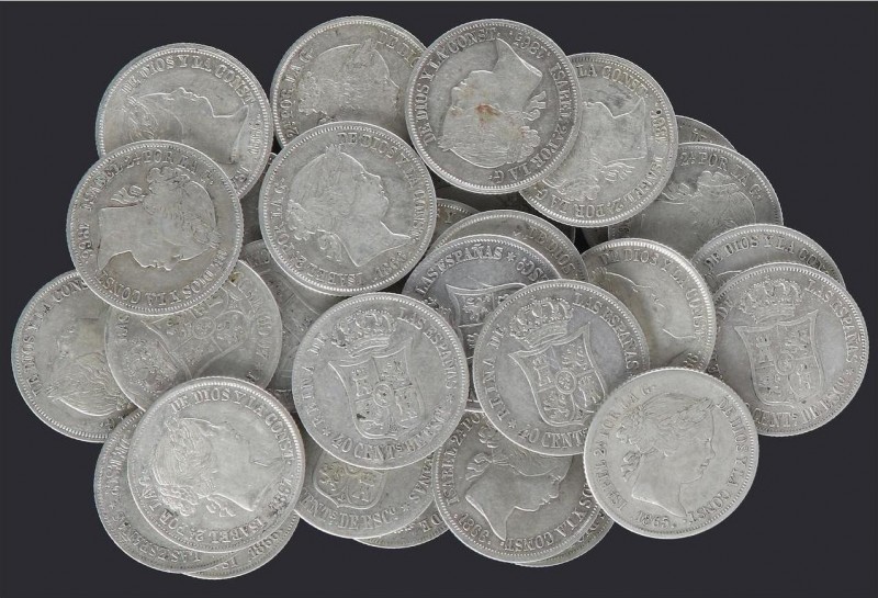 Lots and Collections
Spanish Monarchy
Lote 29 monedas 40 Céntimos de Escudo. 186...