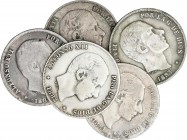 Lots and Collections
Alfonso XII
Lote 5 monedas 20 Centavos de Peso. 1881, 1882, 1883 (x2) y 1885. MANILA. BC+ a MBC-. 