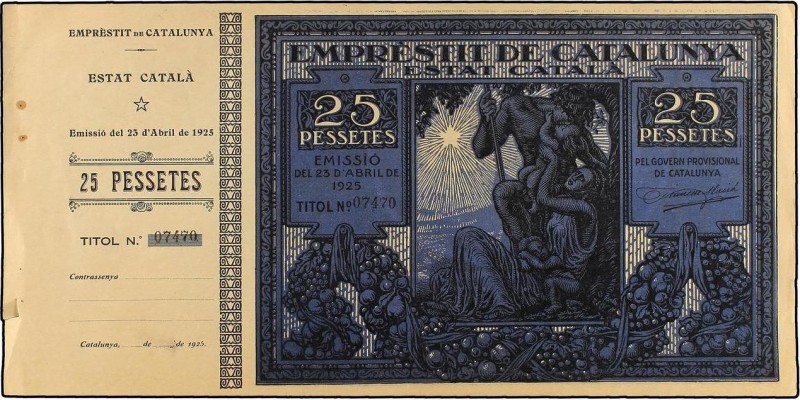 Spanish Banknotes
Spanish Banknotes
25 Pessetes. 23 Abril 1925. EMPRÈSTIT DE CAT...