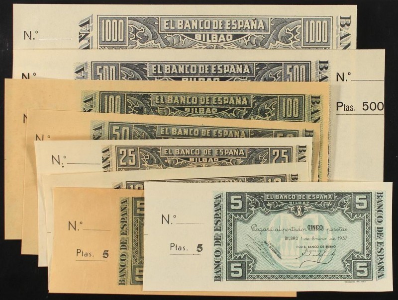 Spanish Banknotes
Spanish Civil War
Serie 8 billetes 5 (2), 10, 25, 50, 100, 500...