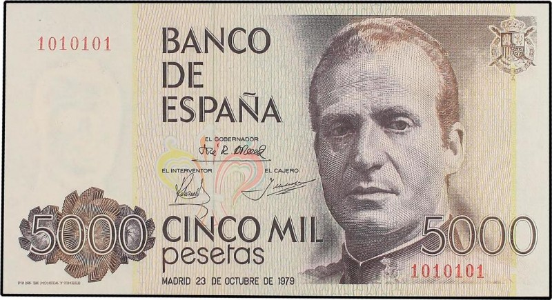 Spanish Banknotes
Juan Carlos I
5.000 Pesetas. 23 Octubre 1979. Sin Serie. Capic...