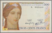 Wolrd Banknotes
300 Francos. (1938). FRANCIA. Ceres. RARO.. Pick-87. MBC+. 