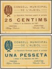 Paper Money of the Civil War
Lote 2 billetes 25 Cèntims y 1 Pesseta. 11 Setembre 1937. C.M. de L´ ALBIOL. ESCASOS. AT-68, 69. SC- y MBC+. 