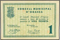 Paper Money of the Civil War
1 Pesseta. Juny 1937. C.M. d´ OGASSA. MUY ESCASO. AT-1673. EBC. 